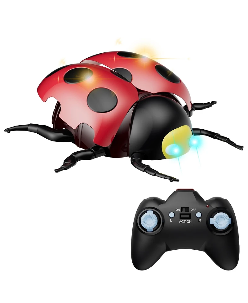 Contixo Rc7 Wall Climbing RC Stunt Ladybug with Led Lights and Spray, Remote Control Bug Toy for Floors, Walls, Ceilings and Glass, Kids Ages 3+