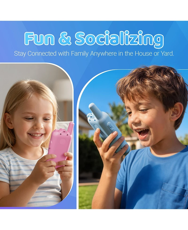 Contixo TK2 Kids Video Walkie Talkies with Camera, Blue and Pink 2-Pack, Rechargeable 2-Way Radios with 2" Screen, Voice and Photo Messaging