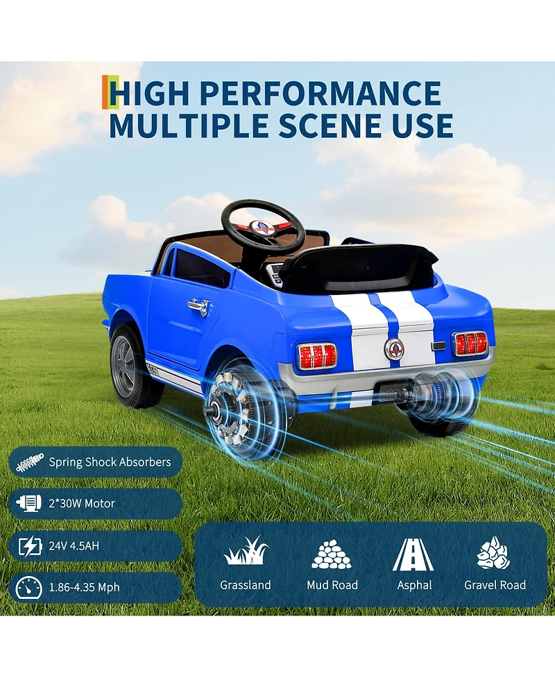 homfan 46.1 x 24.8 16.9 Inch Licensed Shelby Ride On Car for Kids 24V 2 Seater Electric Toy with Remote Outdoor Play