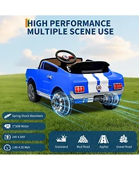 homfan 46.1 x 24.8 16.9 Inch Licensed Shelby Ride On Car for Kids 24V 2 Seater Electric Toy with Remote Outdoor Play
