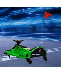 Homfan 35.6 x 21.3 x 10.2 Inch Kids Electric Ride On Car 24V Battery Powered Drift Kart Toy with Brushless Motor for Outdoor Play