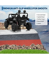 Homfan 48.4x31.1x32.6 24V Kids Electric Ride-On Car with Remote Control. Metal Frame. Led Lights. for Outdoor Play.