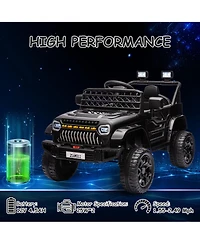 homfan Ride On Truck, Battery Powered Electric Toy for Kids with 2.4G Remote Control, 4-Wheel Spring Suspension, Led Lights, Music