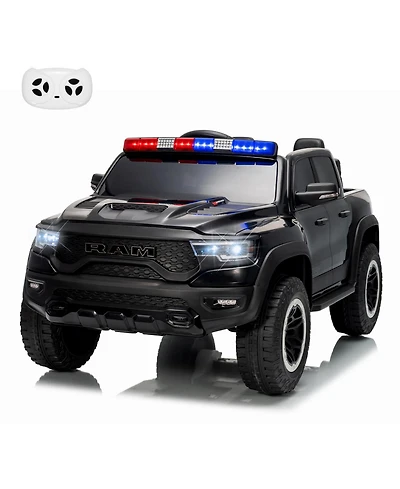 homfan 12V Pickup Truck Ride On, Remote Control, Gentle Start, Music, Spring Suspension, Led Lights, Truck Bed Storage