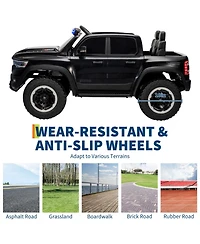 homfan 12V Pickup Truck Ride On, Remote Control, Gentle Start, Music, Spring Suspension, Led Lights, Truck Bed Storage