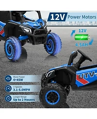 homfan 12V Ride On Utv Truck, 4WD/2WD Switchable, 4 Spring Suspension, Eva Tires, Safety Belt, Double Doors, Bluetooth, Music