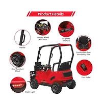 homfan 12V Electric Kids Forklift Ride-On Car with Remote Control, Liftable Fork and Pallet, 2 Speeds, Music, Usb Port, Safety Belt