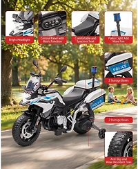 homfan Licensed Kids Ride On Police Motorcycle, 12v Electric Toy with Eva Tires and Warning Lights for Boys and Girls