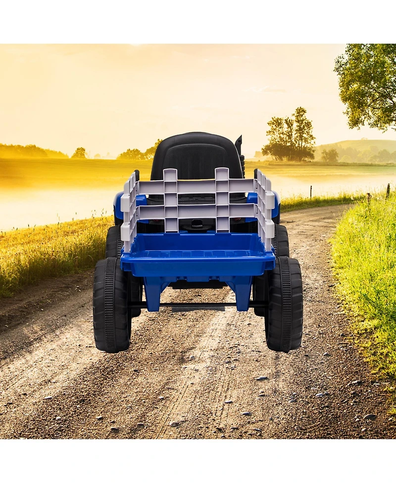 homfan 12V Kids Electric Ride-On Tractor with Trailer