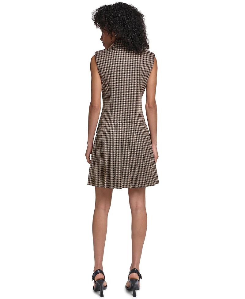 Karl Lagerfeld Paris Women's Collared Pleated Short Dress