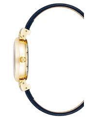 Anne Klein Women's Quartz Gold-Tone Case Navy Leather Strap Watch 28mm x 31mm