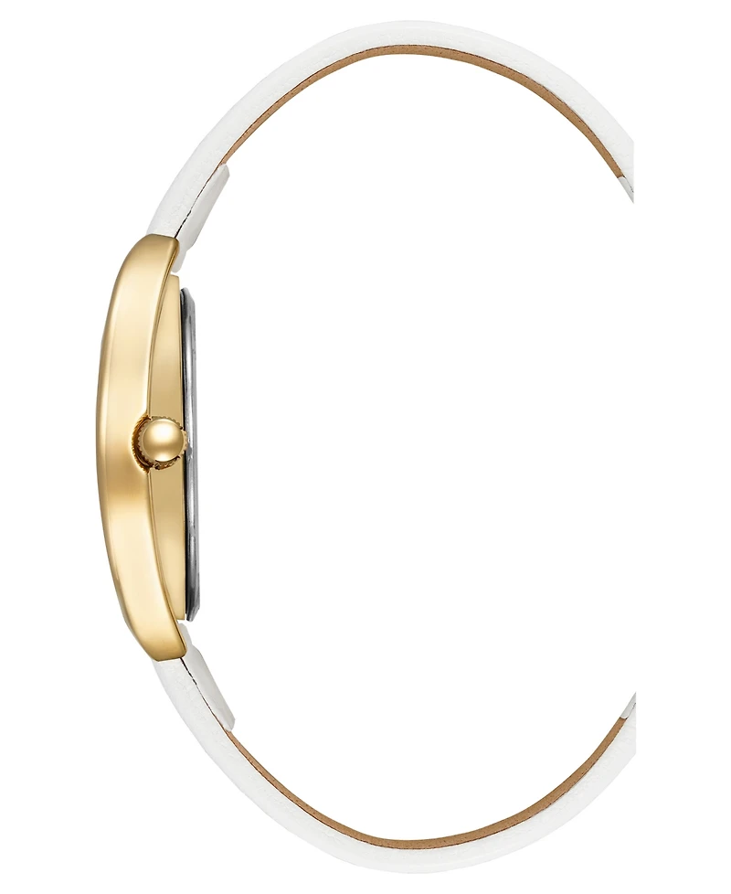 Anne Klein Women's Quartz White Oval Dial White Leather Strap Watch 27.5mm x 35.6mm