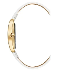 Anne Klein Women's Quartz White Oval Dial White Leather Strap Watch 27.5mm x 35.6mm