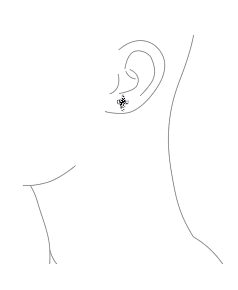 Bling Jewelry Religious Irish Infinity Love Knot Celtic Cross Stud Earrings Oxidized Sterling Silver