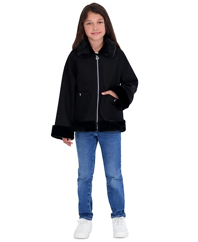 Michael Kors Girls' 5-16 Midweight Long-Sleeve Faux Wool Jacket