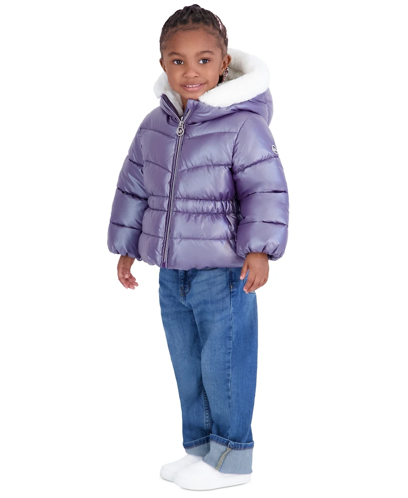 Michael Kors Toddler Girls' 2T-5T Pearlized Peplum Long-Sleeve Puffer Jacket
