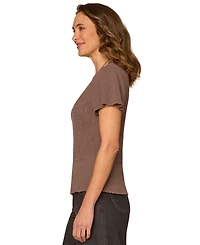Democracy Women's Flounce Short-Sleeve Crochet Top