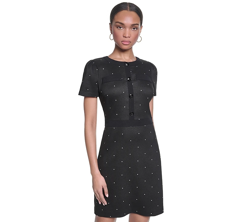 Karl Lagerfeld Paris Women's Mini Polka Dot Sheath Short Dress