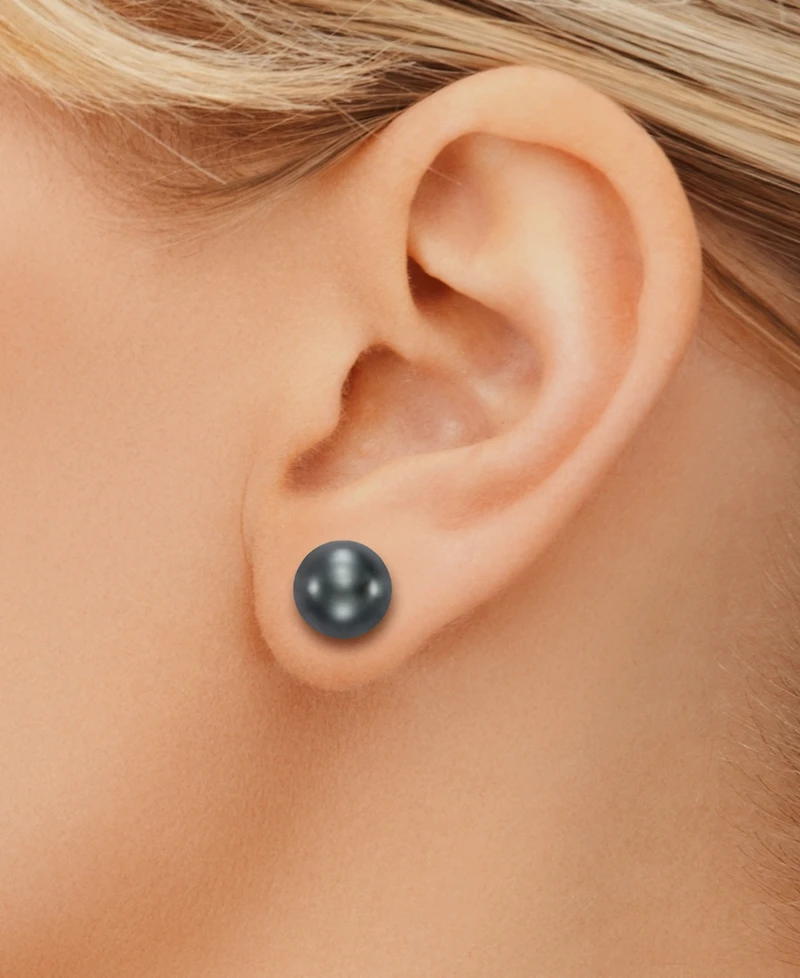 Macy's Saltwater Tahitian Pearl (9-10mm) Stud Earrings in 14k White Gold