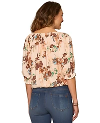 Democracy Women's Printed Scoop Neck Woven Top