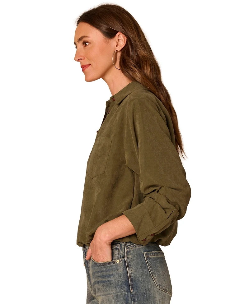 Democracy Women's Spread-Collar Button-Front Top