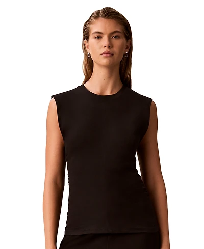 Calvin Klein Women's Side Ruched Sleeveless T-Shirt