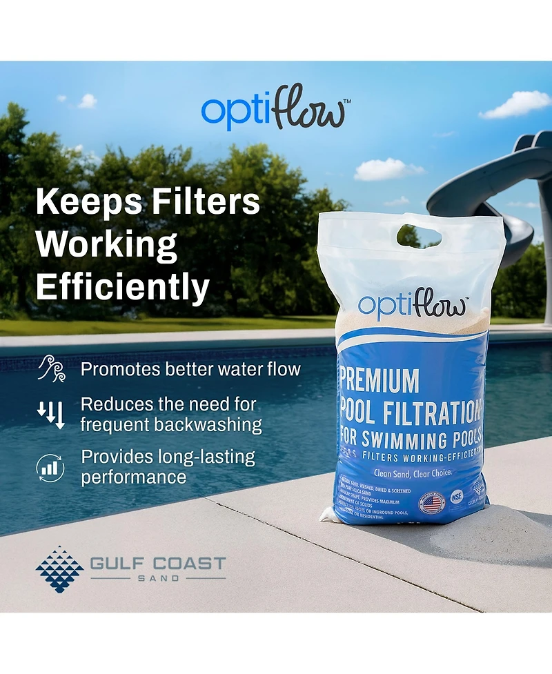 OptiFlow 50Lb Premium Pool Filtration Angular Sand with Pure Silica Formula, 2 Pack