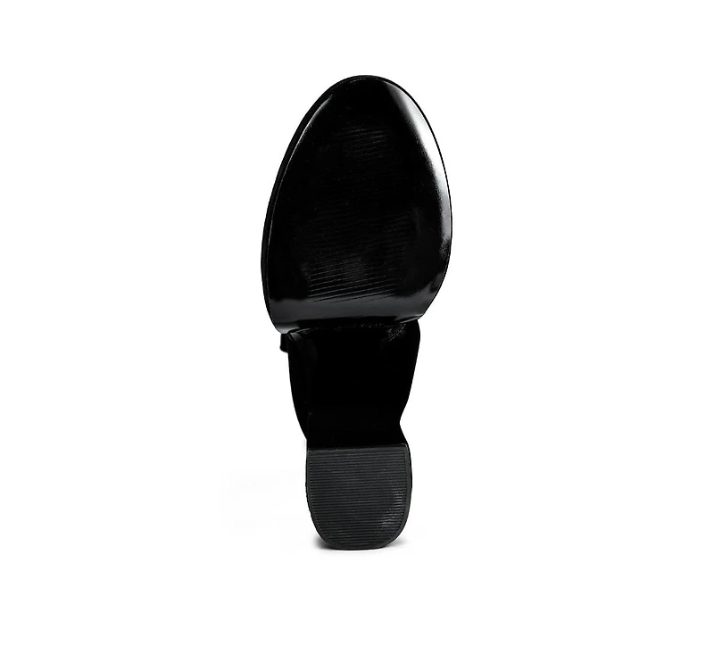 lazuli high block heel velvet boot