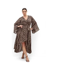 City Chic Plus Eva Print Wrap Maxi Dress