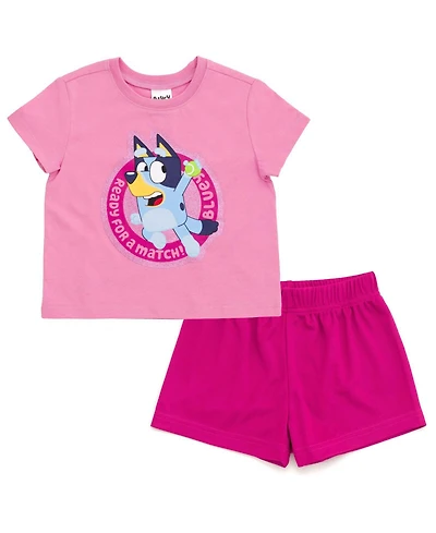 Bluey Girls' 5 -12 Athletic 2-Piece T-Shirt and Shorts Set