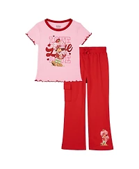 Strawberry Shortcake Girls' 5-12 2-Piece Short Sleeve T-Shirt and Flare Pants Set