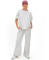 Pinkblush Women's Heather Grey Curved Hem Tee Pants Lounge Set