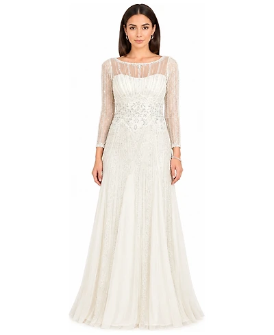 Lara Women's Beaded High Neck Wedding Gown