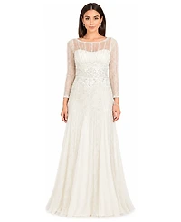 Lara Women's Beaded High Neck Wedding Gown