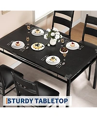 homfan Retro 5 Piece Dining Table Set Wood Table with Upholstered Chairs and Corner Protector for Kitchen or Apartment