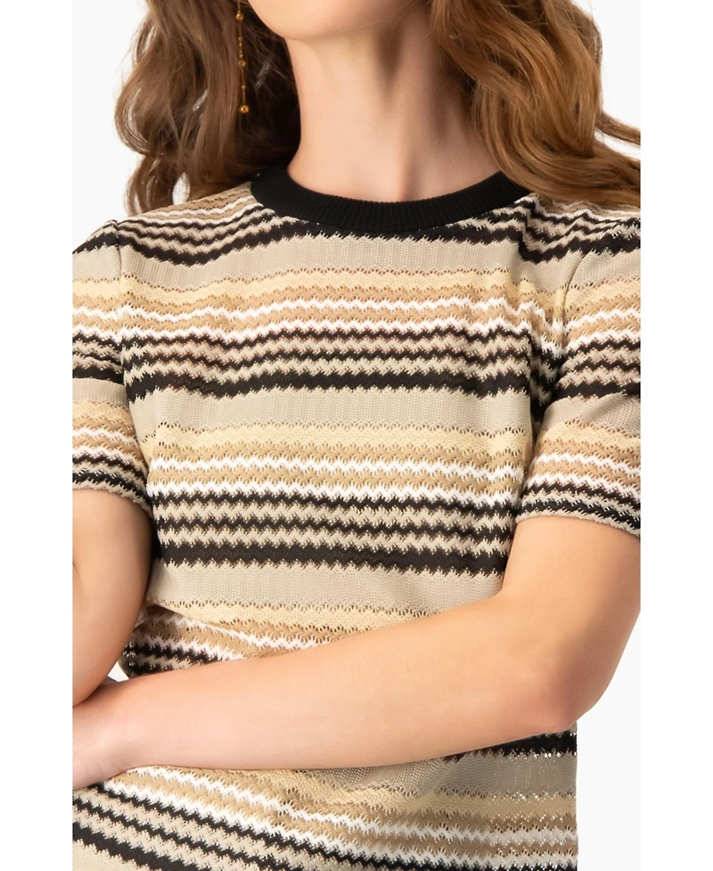 Ivonne Women's Chevron Stripe Crochet Knit Top