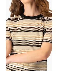 Ivonne Women's Chevron Stripe Crochet Knit Top
