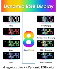 Neewer Modern Curved Cute Digital Alarm Clock,Colorful Led Display,Adjustable Volume,Weekday/Weekend Mode,Simple Clock for Bedroom