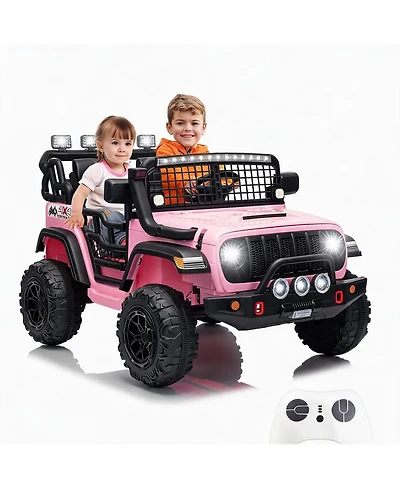 homfan 2 Seater 24V Electric Ride on Car with Remote Control, 20" Large Seat, 2 Safety Belts,Dual 200W Motors for 3+