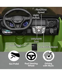homfan 24V 2-Seater Electric Ride-On Car Motor, 20" Extra Wide Seat, 3-Speed, Parental Remote, Wireless Music, Led Lights, Safety Belt, Utv, Gift