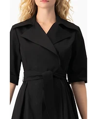 Ivonne Women's Belted Collared Short-Sleeve Shirt Mini Dress