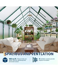 gaomon Heavy Duty 8x16Feet Aluminum Polycarbonate Walk-In Greenhouse Roof Vent, Lockable Door, All Weather Gardening Tent for Backyard, Patio, Garden