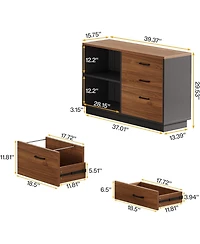 Tribesigns 3 Drawer File Cabinet with 2 Open Shelves, Modern 39inch Lateral Filing Cabinet for Letter/Legal Documents, Wooden Office Storage Credenza