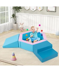 Slickblue Toddler 3 Piece Baby Foam Climbing Blocks Set with 100 Ocean Balls for Climb and Crawl