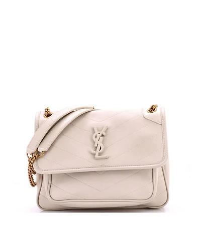 Pre-Owned Saint Laurent Baby Niki Chain Flap Bag Matelasse Chevron Leather