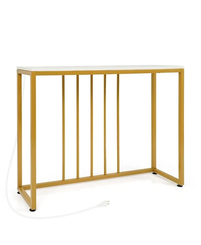 Slickblue Modern 39-Inch Console Table with Charging Station and Storage