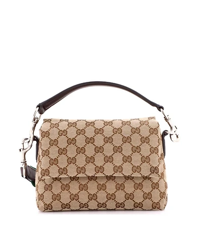 Pre-Owned Gucci Small Convertible Flap Crossbody Bag Gg Canvas