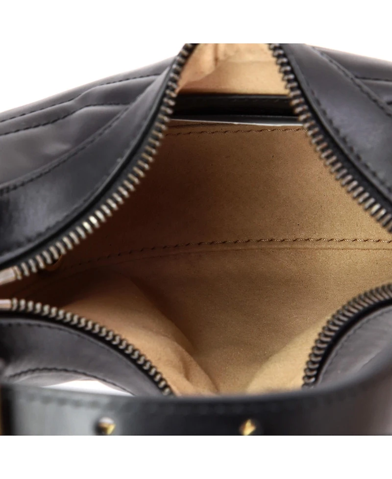 Pre-Owned Gucci Mini Gg Marmont Half Moon Hobo Matelasse Leather