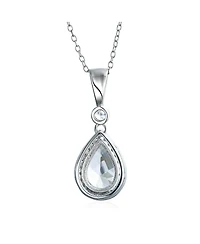 Bling Jewelry Traditional Cz Teardrop Solitaire Pendant Necklace Cubic Zirconia .925 Sterling Silver
