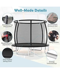 Gymax 10FT Outdoor Trampoline with Safety Enclosure Net Anti-Rust Galvanized Steel Frame